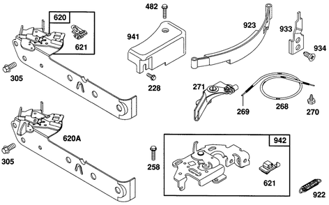 Control Brackets And Wires Diagram and Parts List for 93902-3612-01  Briggs and Stratton Engine